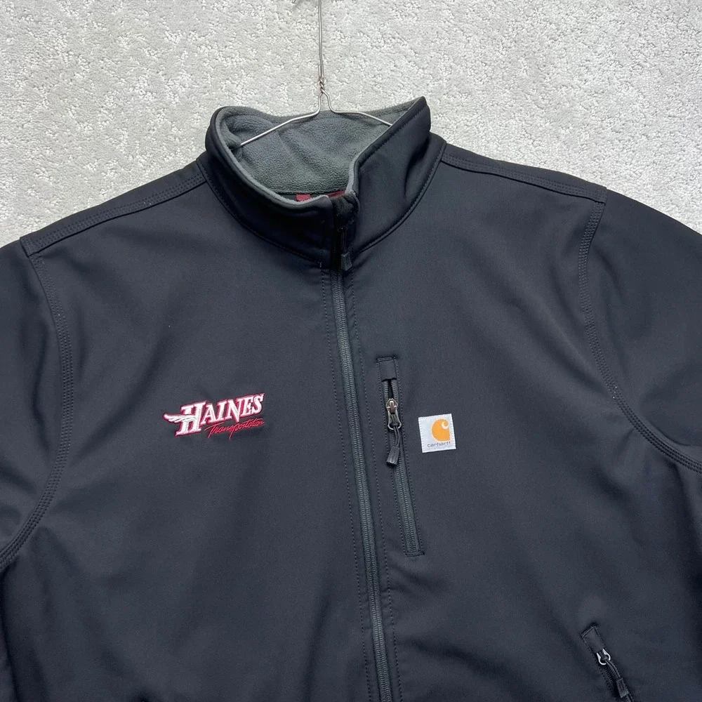 Carhartt Jacket Mens 2XL Black Crowley Soft-shell Fleece Lined Work Company Logo